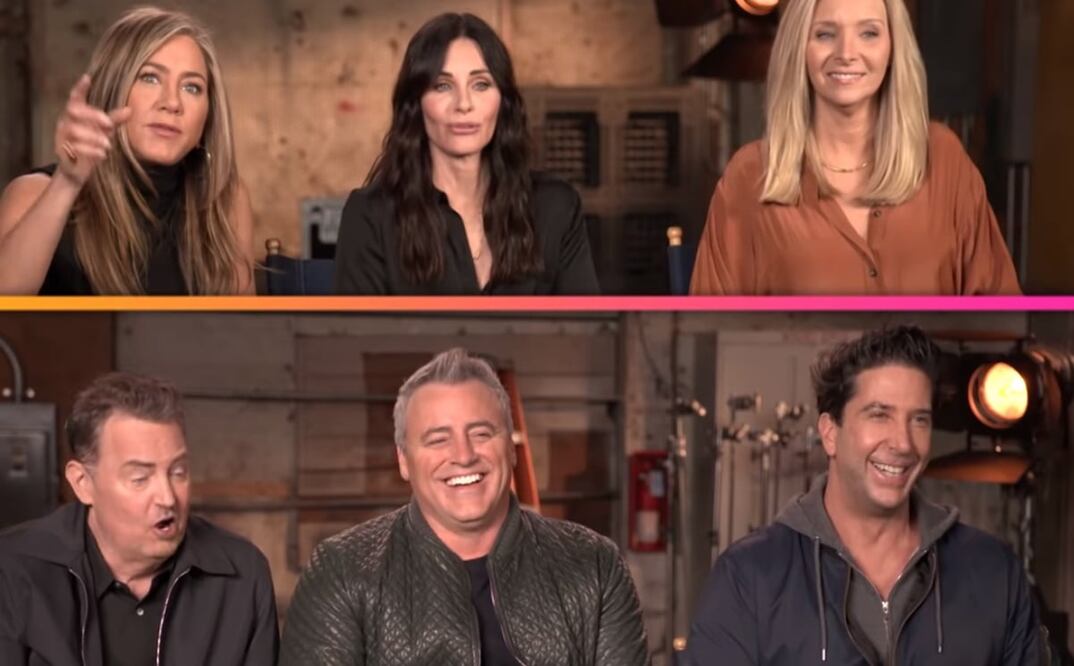 Jennifer Aniston, Courtney Cox, Lisa Kudrow, Matthew Perry, Matt LeBlanc y David Schwimmer. Foto: Captura YouTube