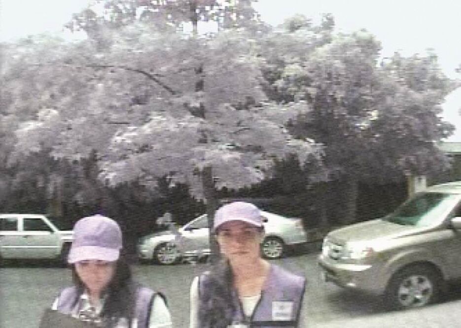 Cámaras de seguridad de una de las viviendas asaltadas por falsos empleados del Sacmex captaron las imágenes de dos mujeres. (ARCHIVO EL UNIVERSAL)