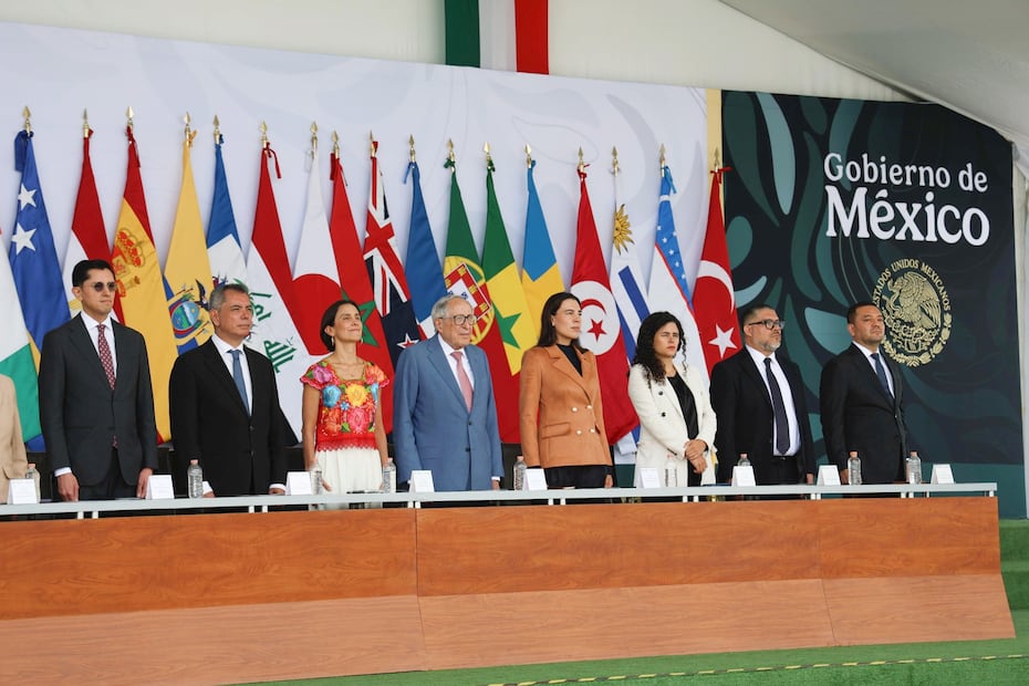 Gabinete de Claudia Sheinbaum la acompañan en ceremonia de reconocimiento de elementos por su labor durante el Mundial 2026. FOTO: ESPECIAL