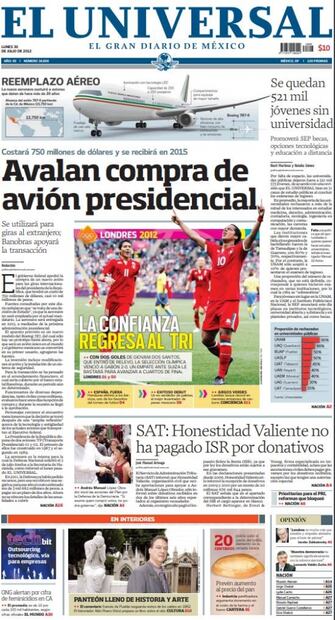 EL UNIVERSAL dio a conocer la compra del avión presidencial en julio de 2012
