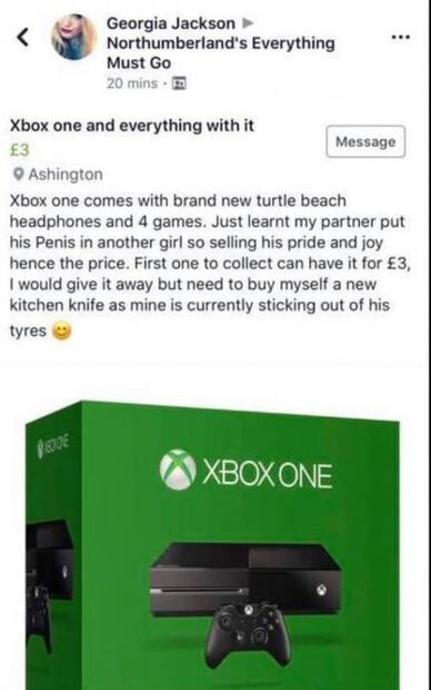 Por serle infiel, mujer vende Xbox de su ex por 4 dólares en Facebook