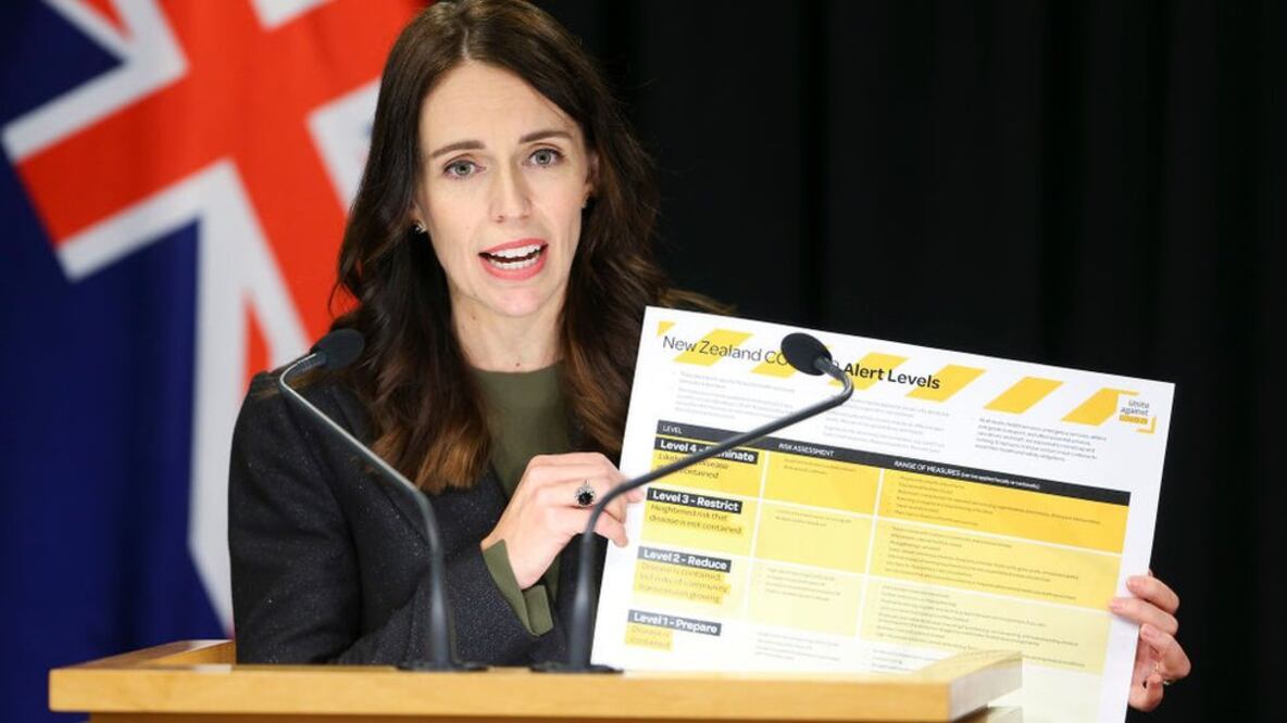 La primera ministra Jacinda Ardern anunció "la restricción más estricta a los movimientos en Nueva Zelanda en la historia moderna". Foto. Getty Images