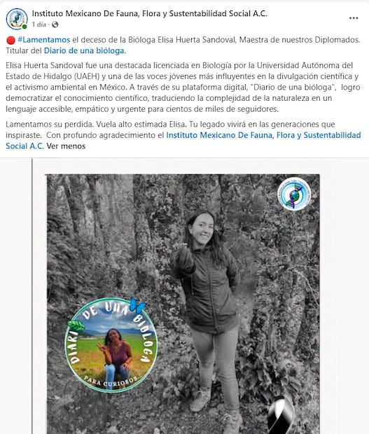 Muere Elisa Huerta, creadora de "Diario de una Bióloga". Foto: Captura de pantalla