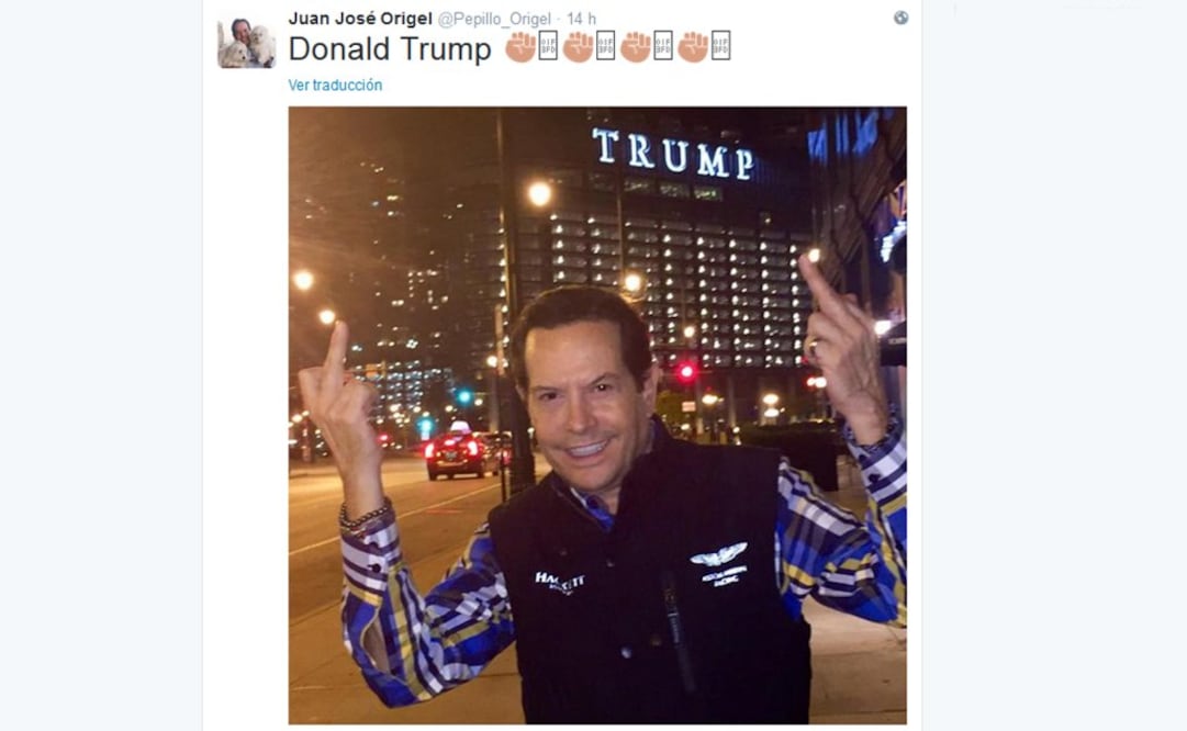 Origel hizo una seña obscena y se refirió a Trump  Foto:Twitter