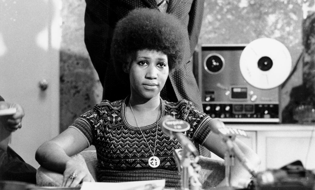 Foto de archivo de 1973 de Aretha Franklin en una conferencia. Foto: AP/Archivo