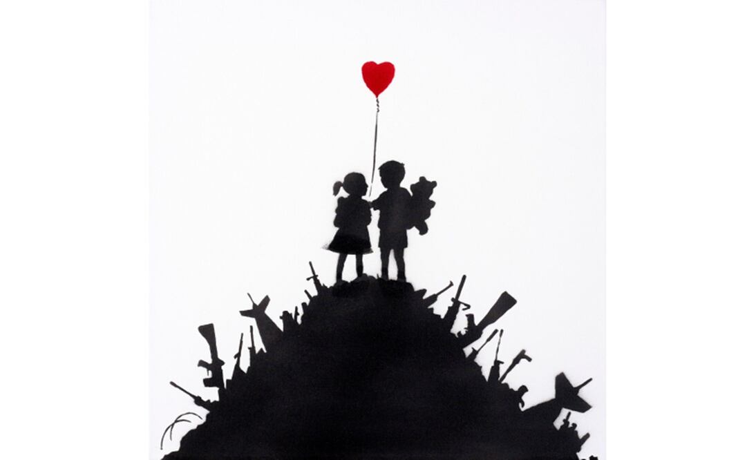 "Kids in guns" de Banksy, creada en 2003, estará a la venta. Foto: Phillips