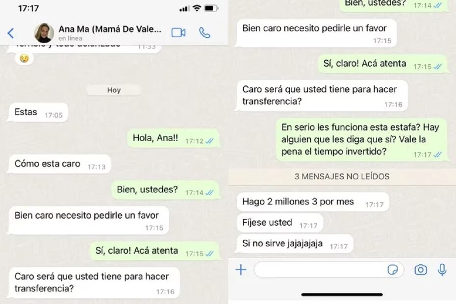 La estafa fallida por WhatsApp que se volvió viral. FOTO: CAPTURA