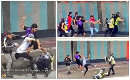 Video. Golpean a policía durante marcha en Venezuela