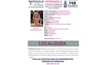 Nicole Pardo Molina "La Nicholette", ya fue localizada, informa Fiscalía de Sinaloa; agradece apoyo ciudadano