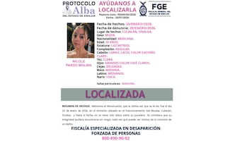 Nicole Pardo Molina "La Nicholette", ya fue localizada, informa Fiscalía de Sinaloa; agradece apoyo ciudadano