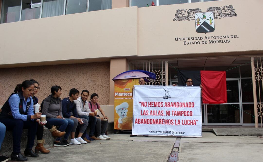 Por falta de pagos a trabajadores y académicos de la Universidad Autónoma del Estado de Morelos UAEM iniciaron huelga en la máxima casa de estudios del estado. (FOTO: CIUDADANOSMX)