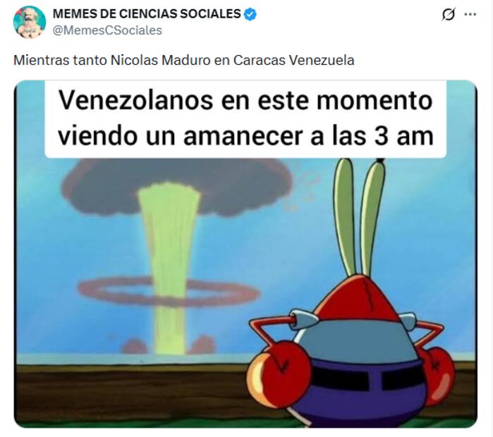 Memes de la captura de Nicolás Maduro. Foto: X