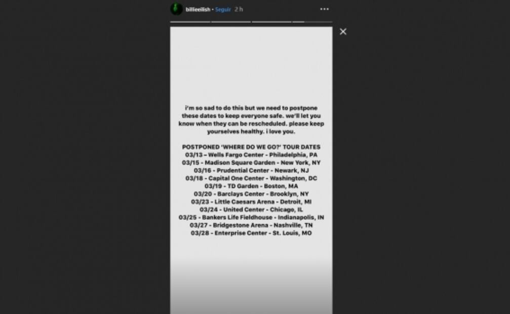 Chayanne, Billie Eilish y The Strokes posponen conciertos de sus giras