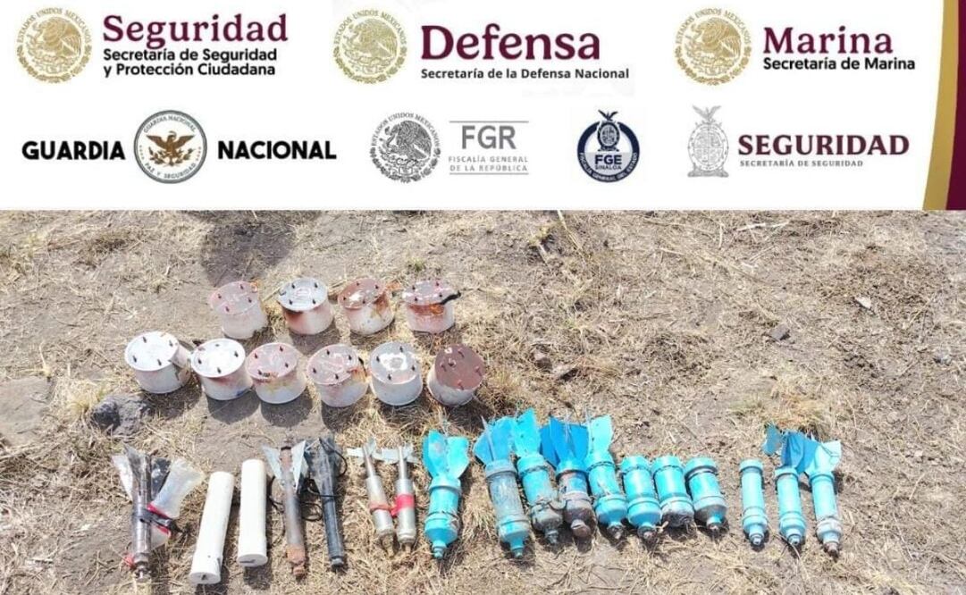 La Secretaría de Seguridad Pública del Estado informó que el personal de la Marina en forma inicial encontró 21 artefactos explosivos. (16/02/2025) Foto: Especial