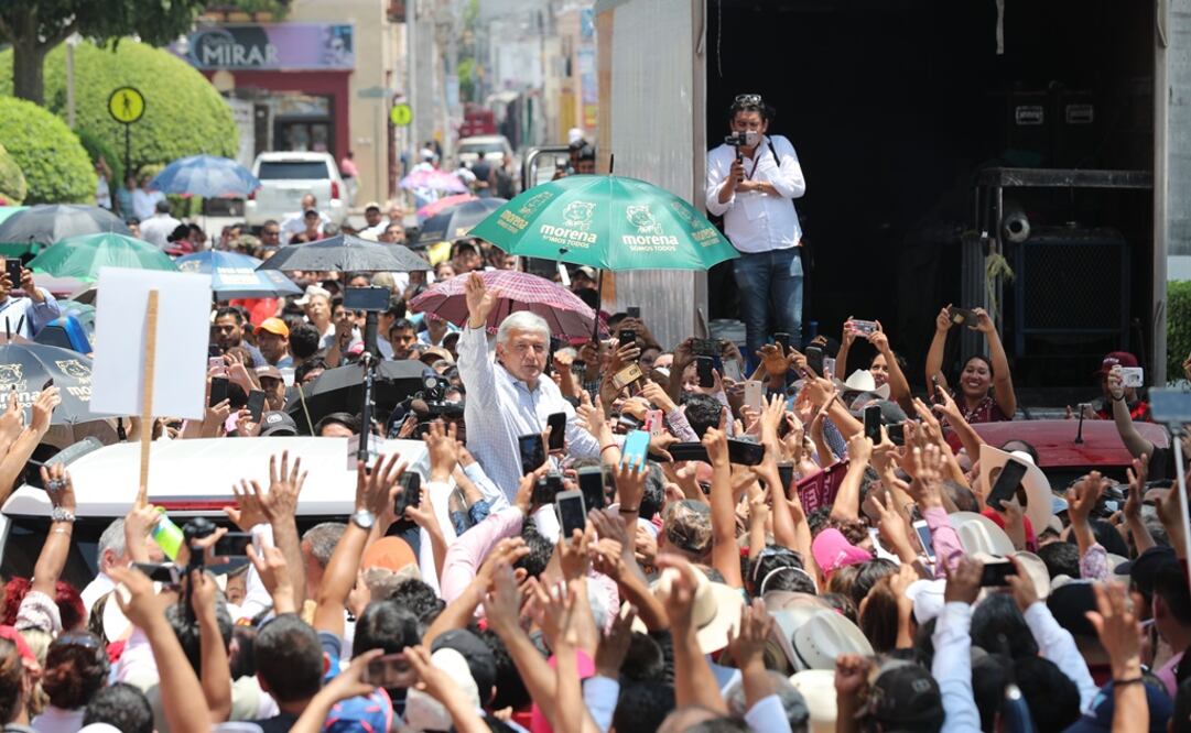 Andrés Manuel López Obrador encabezó un mitin este mediodía en Río Verde, SLP. Foto: Valente Rosas