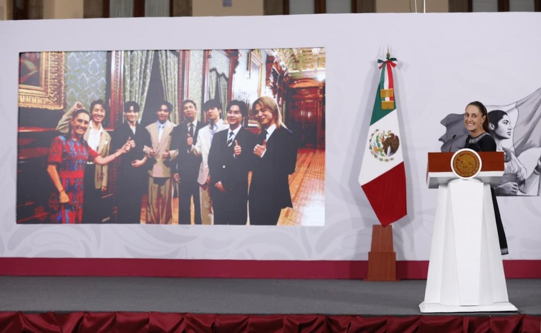 La presidenta Claudia Sheinbaum durante la “Mañanera del Pueblo” en Palacio Nacional este 7 de mayo de 2026. Foto: Diego Simón Sánchez/ EL UNIVERSAL