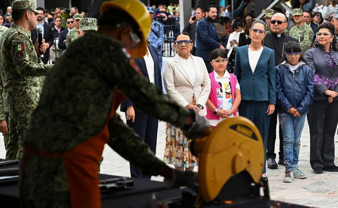 Claudia Sheinbaum encabeza el Día Internacional de la Destrucción de Armas en la Basílica de Guadalupe. Foto: Presidencia