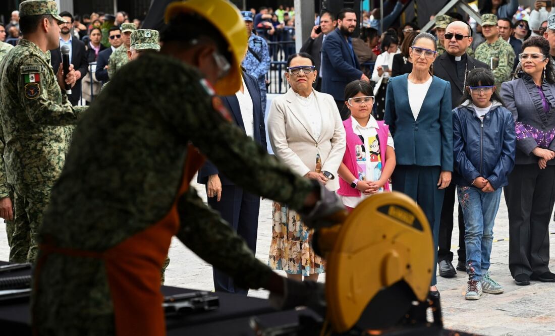 Claudia Sheinbaum encabeza el Día Internacional de la Destrucción de Armas en la Basílica de Guadalupe. Foto: Presidencia