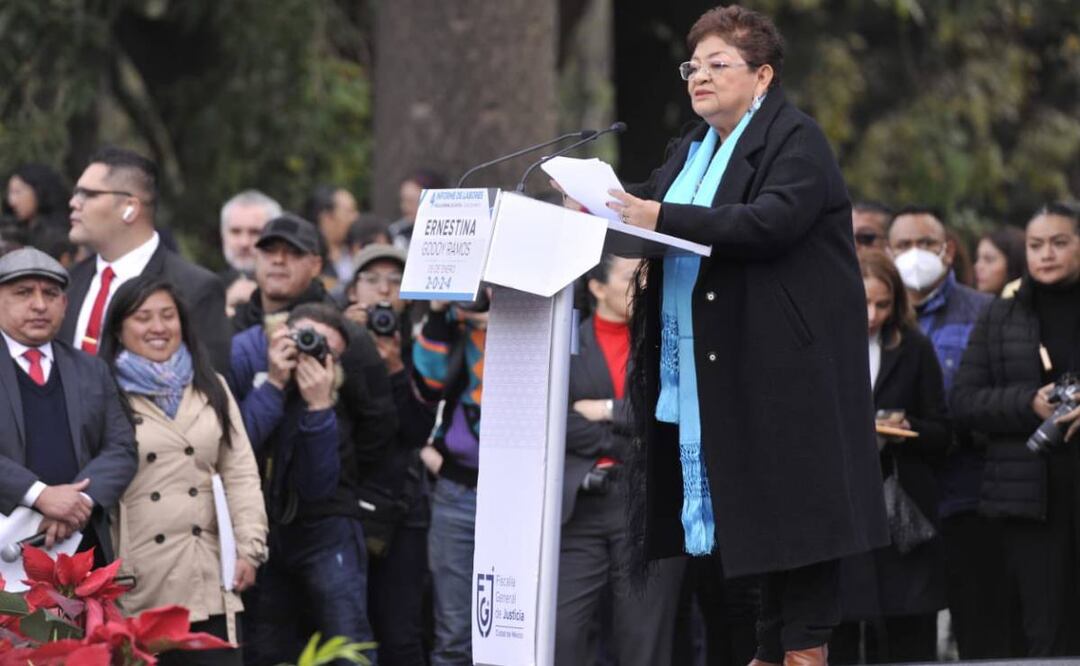 Ernestina Godoy en su último informe como fiscal de la CDMX. Foto: Especial