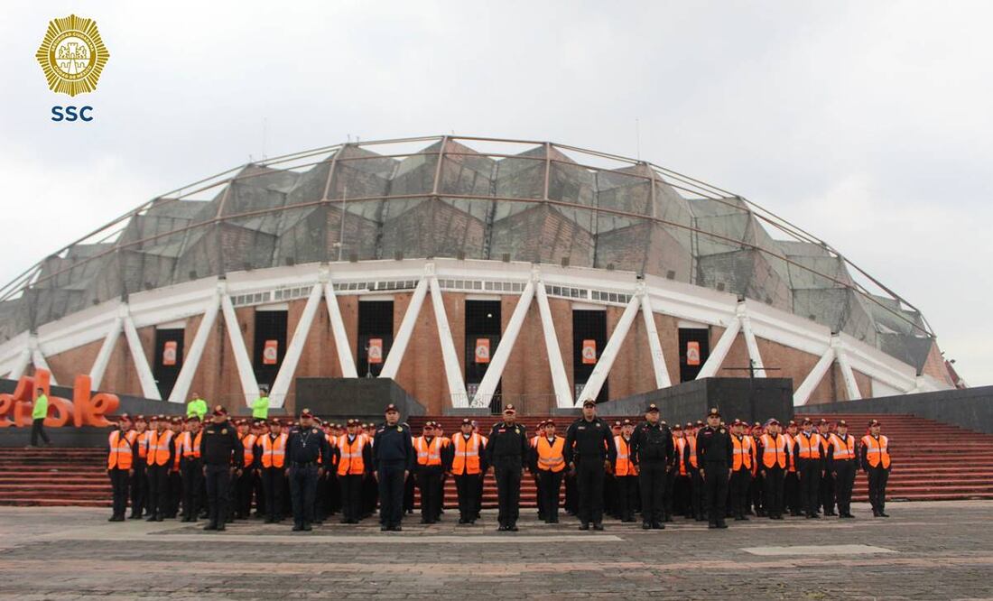 Elementos de la SSC realizan acciones de revisión, seguridad, vigilancia y prevención en el Estadio GNP por el concierto de The Killers. Foto: Tomada de la cuenta de X de @SSC_CDMX