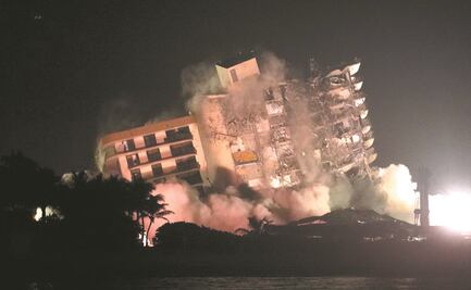 Demuelen lo que quedaba en pie de edificio caído en Miami