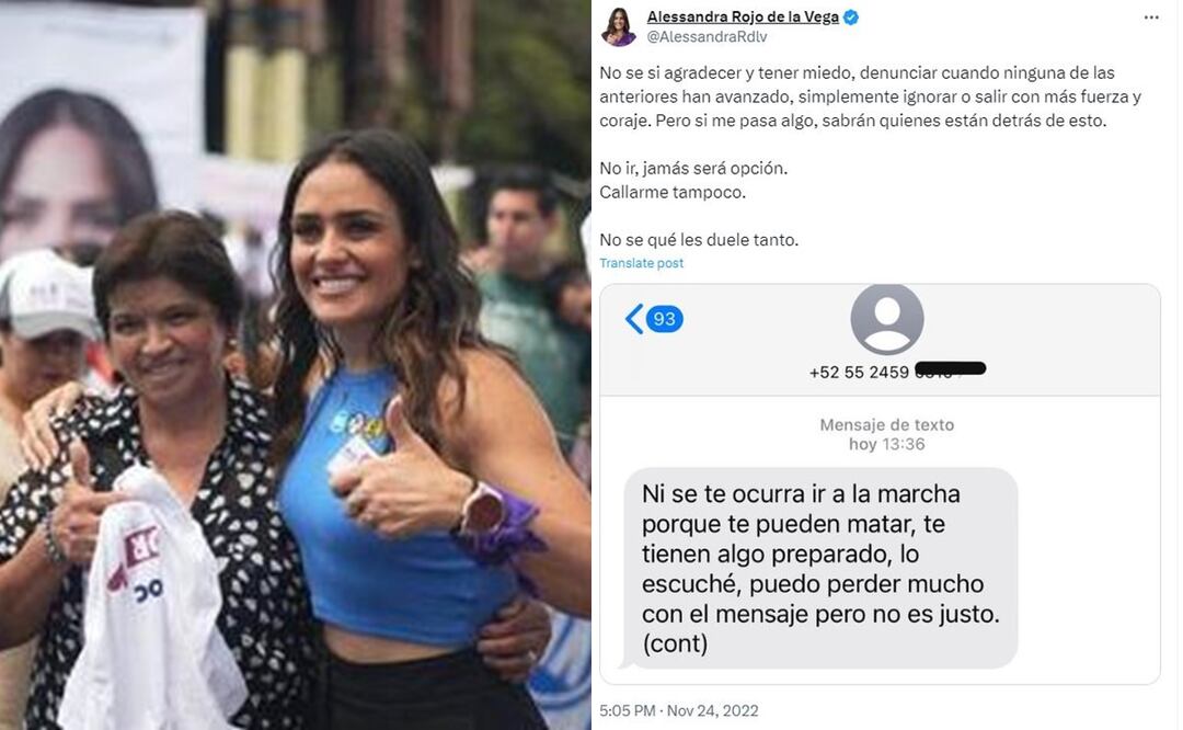 Alessandra Rojo de la Vega denunció en 2024 amenazas por acudir a la marcha del 25N. /  Foto: Captura de pantalla