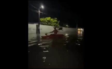 Al estilo Uber: vecinos yucatecos ofrecen transporte en lanchas y kayak; hay calles inundadas por las lluvias 