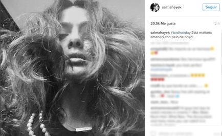 Salma Hayek luce su "pelo de bruja"