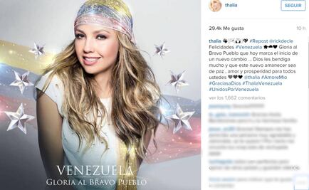 Thalía felicita a Venezuela tras elecciones