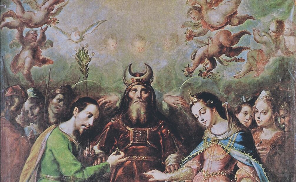 De Cristóbal de Villalpando, el óleo en tela del siglo XVIII, Desposorios de la Virgen. Foto: IIE