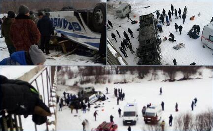 Mueren 19 personas al caer autobús a río congelado en Rusia