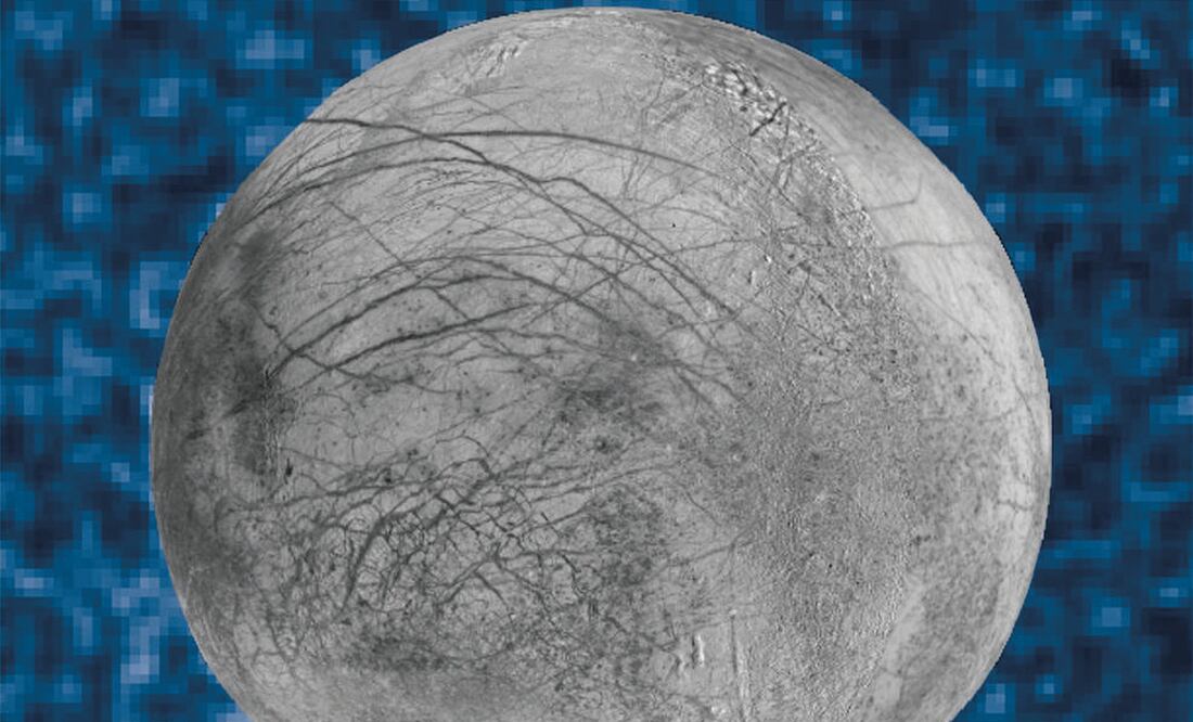 La NASA anunció ayer en conferencia de prensa que tiene evidencia que muestra emisiones de agua con dirección al espacio de Europa, una luna helada de Júpiter (ARCHIVO. EL UNIVERSAL)