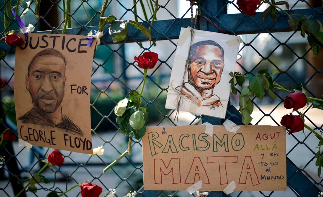 Portraits of US George Floyd, who died on Monday after a Minneapolis police officer knelt on his neck for nearly nine minutes and who has become a fresh symbol of police brutality against blacks - Photo: Pedro Pardo/AFP