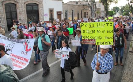 Marcha CNTE en Morelia contra alza a gasolinas
