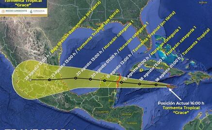 "Grace" llegará a México como huracán categoría 1 el jueves, prevé Conagua