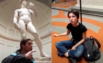 Activistas climáticos se encadenan bajo "el David" de Miguel Ángel de Florencia