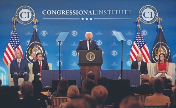 El presidente Donald Trump en la Conferencia de Asuntos de los Miembros Republicanos, el 9 de marzo pasado, en Florida. Foto: Mark Schiefelbein/ AP