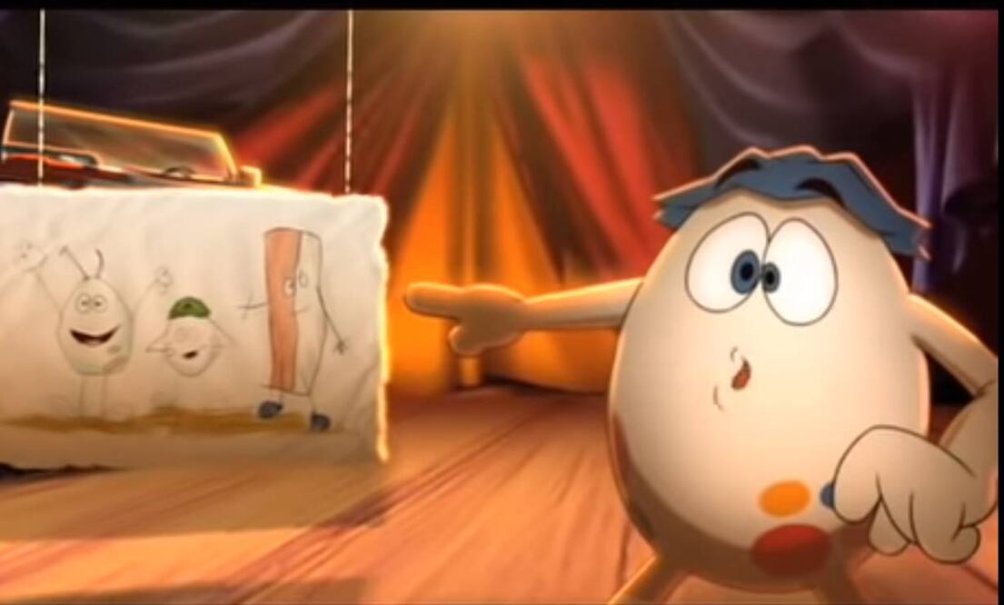 La primera aparición de Confi fue en "Una película de huevos" (2006).