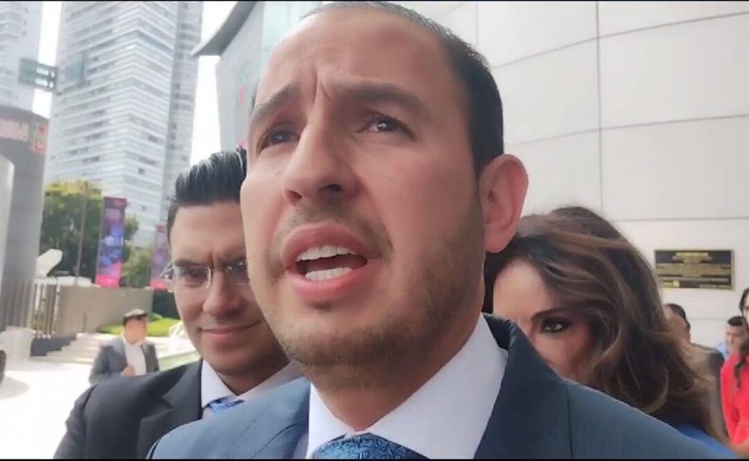 Líder nacional del PAN, Marko Cortés en entrevista con medios. Foto: Especial