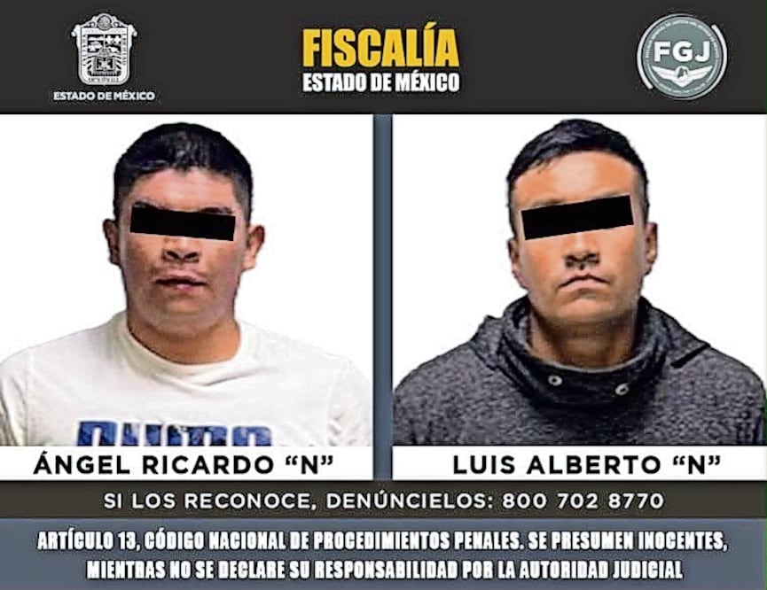 Ángel Ricardo y Luis Alberto, encargados del centro en el cateo fueron presentados ante la autoridad. Foto: Especial