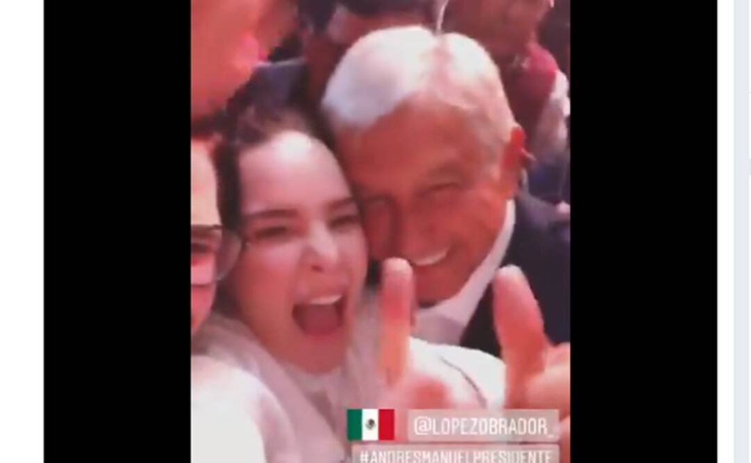 Belinda mostró su alegría junto a AMLO FOTO: TOMADA DE VIDEO