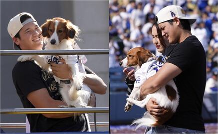 Shohei Ohtani y su famoso perro Decoy se robaron el show en el desfile de los Dodgers en Los Ángeles
