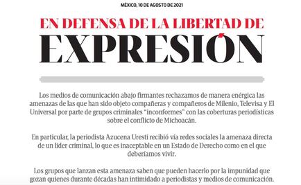 Medios lanzan desplegado tras amenazas del CJNG; llaman al gobierno a garantizar libertad de expresión