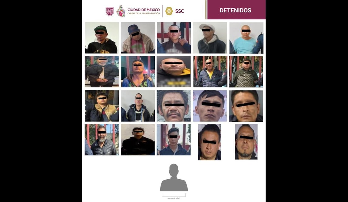 Operativo de seguridad en Azcapotzalco; detienen a 21 personas y aseguran más de mil dosis de droga. Foto: Especial