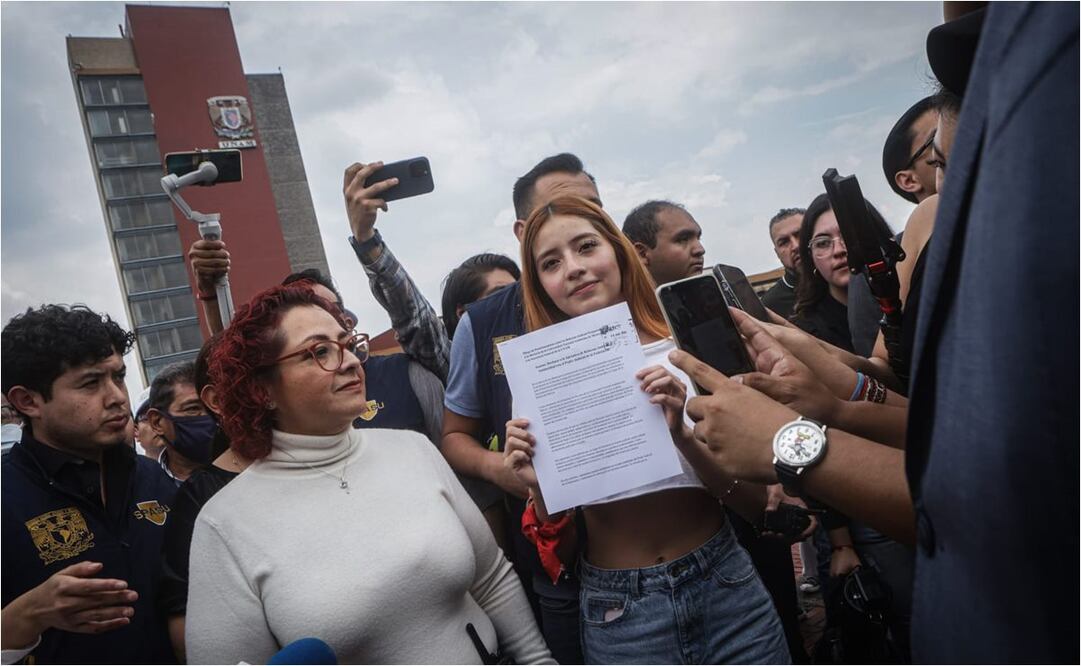 Estudiantes de la UNAM protestas contra la reforma judicial, trabajadores en paro se únen al contingente. Foto: archivo Gabriel Pano/EL UNIVERSAL