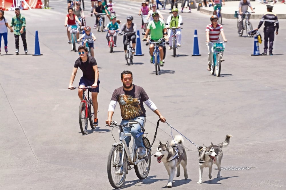 Ni las obras del Metrobus en la avenida Reforma desanimó a los capitalinos, quienes cada domingo aprovechan para andar en bicicleta, en patines o trotando en este espacio libre de automoviles. (MOISÉS PABLO. CUARTOSCURO)
