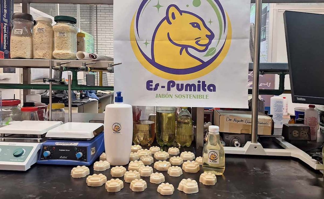 UNAM lanza Es-Pumita, jabón biodegradable hecho con aceite usado (26/07/2026). Foto: X @SalaPrensaUNAM