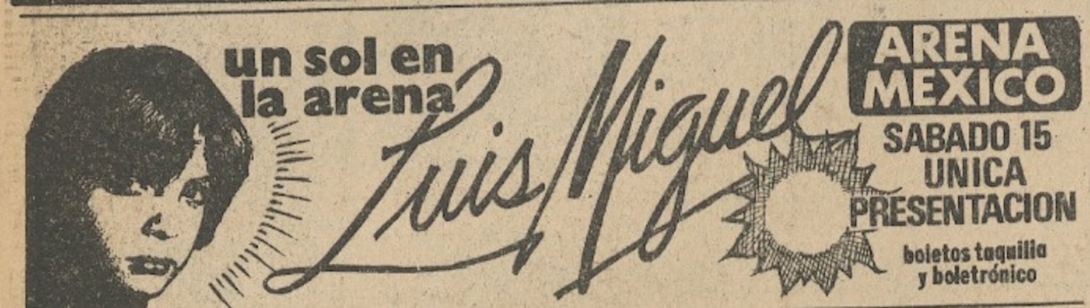 Luis Miguel ofreció un exitoso concierto en la Arena México en octubre de 1983.
Hemeroteca EL UNIVERSAL.