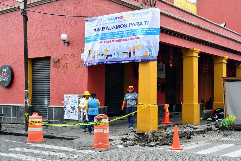 Rehabilitan banquetas en Centro de Coyoacán. FOTO: Especial/ EL UNIVERSAl/