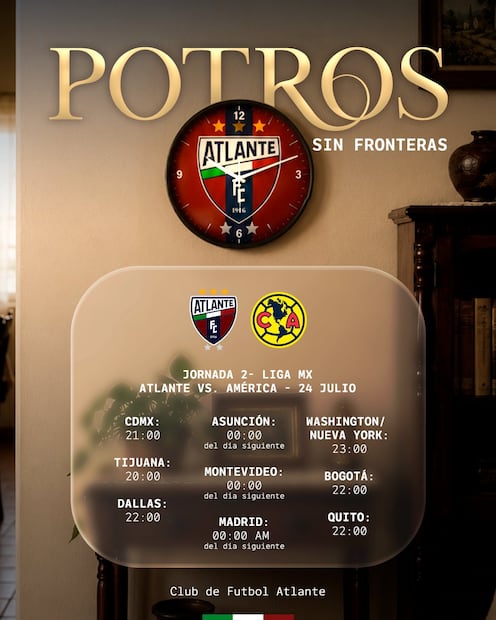 Horarios del Atlante vs América alrededor del mundo / Foto: @Atlante en X